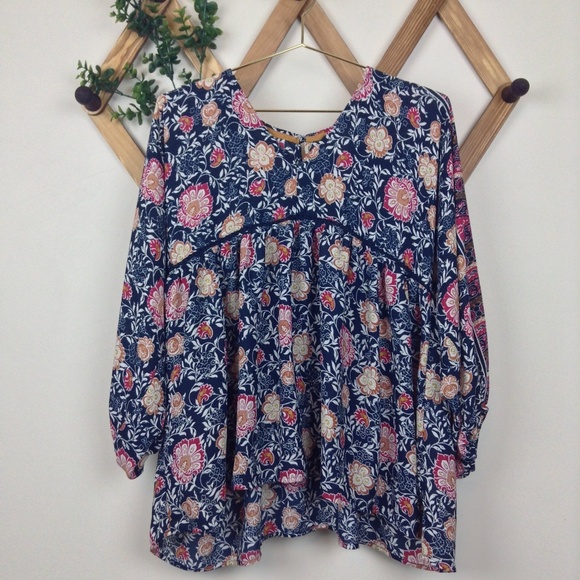 Knox Rose Tops - ✓ Knox Rose Floral Long Sleeve Peasant Blouse